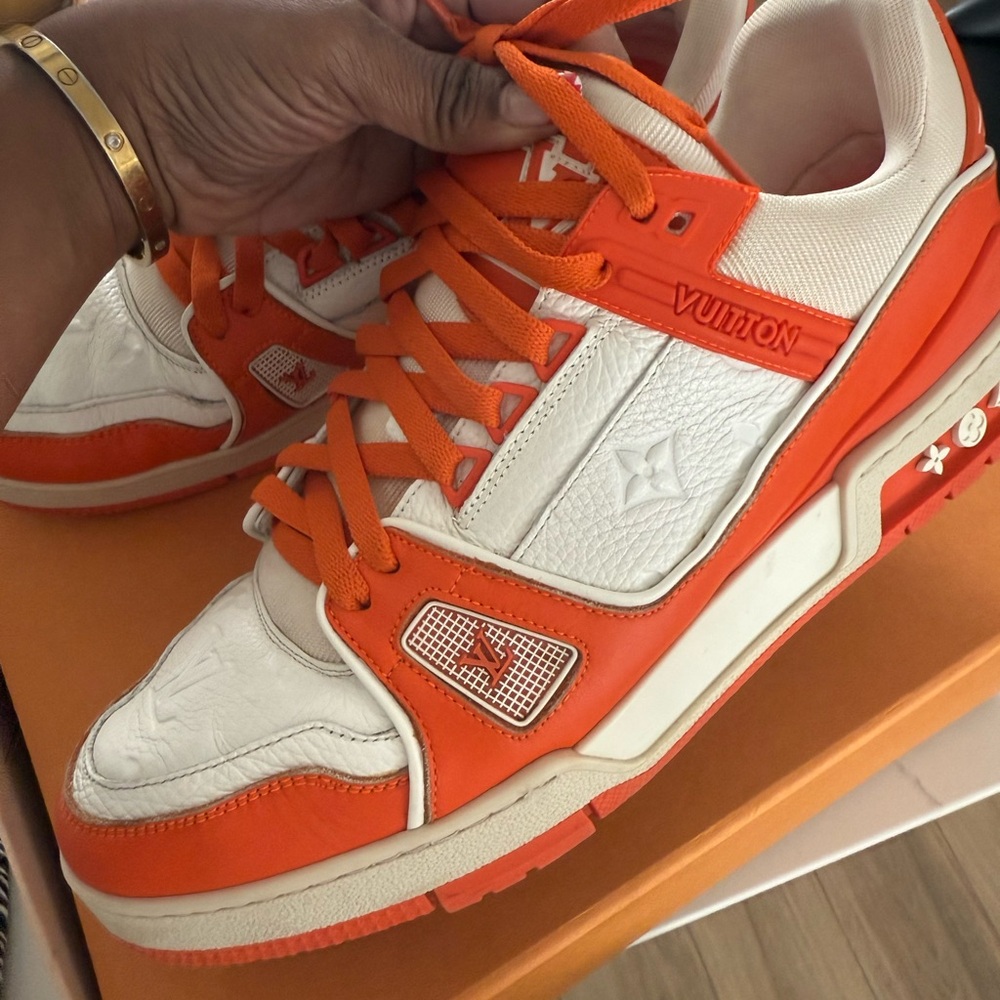 Louis Vuitton Vibrant Orange and White Sneakers
